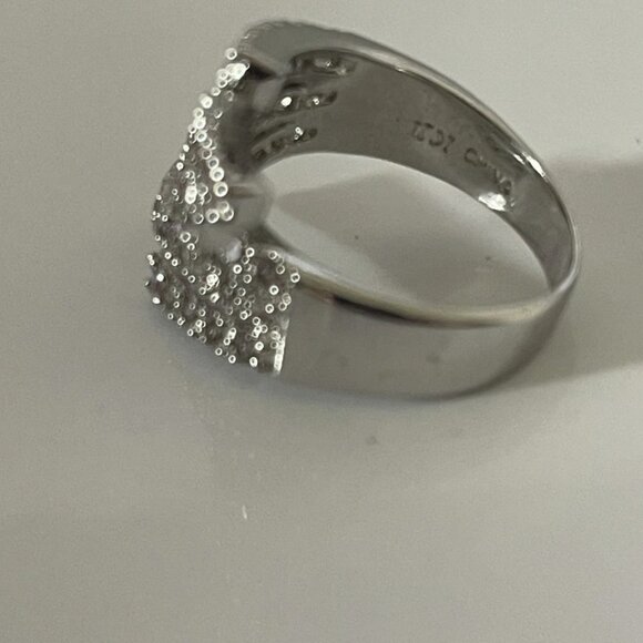 Lovely Signed TICI China Silver Tone & Rhinestones Ring ~ Size 4-4.5 - Picture 5 of 12